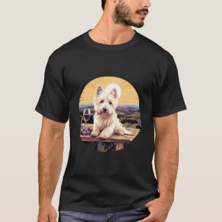 Väster Highland White Terrier Vin Rolig hund Viney T Shirt