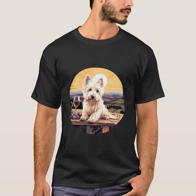 Väster Highland White Terrier Vin Rolig hund Viney T Shirt (Framsida)