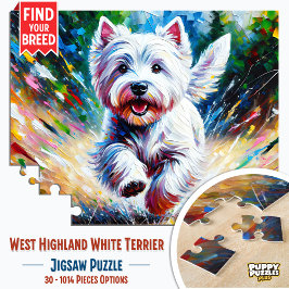 Väster Highland White Terrier "Westie" Hund Porträ Pussel