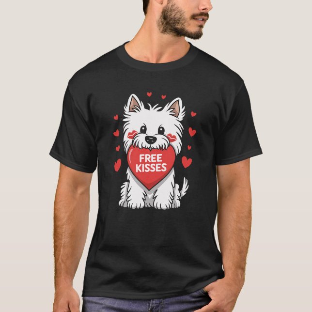 Väster Highland White Terrier Westie Hund Valentin T Shirt (Framsida)