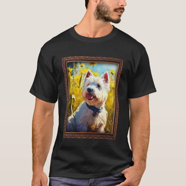 Väster Highland White Terrier Westie Painting Sunf T Shirt (Framsida)