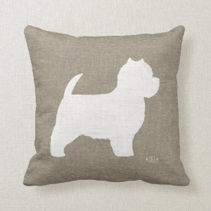 Väster Highland White Terrier Westie Silhouette Kudde