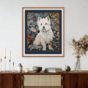 Väster Highland White Terrier Westie Tapestry Stil Fototryck