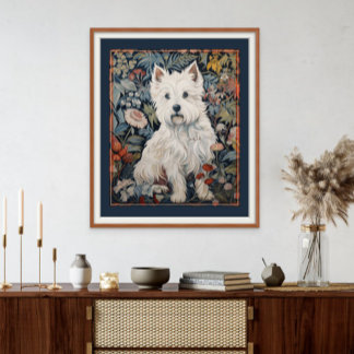 Väster Highland White Terrier Westie Tapestry Stil Fototryck