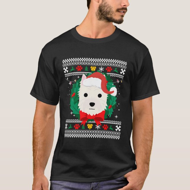 Väster Highland White Terrier Westie Ugly jul T Shirt (Framsida)