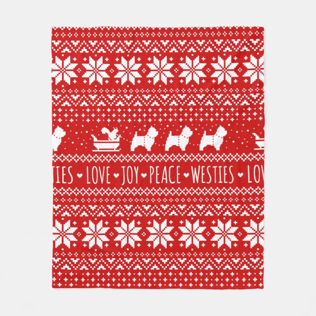 Väster Highland White Terriers Jul Westie Hundar Fleecefilt (Framsidan)