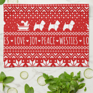 Väster Highland White Terriers Jul Westie Hundar Kökshandduk