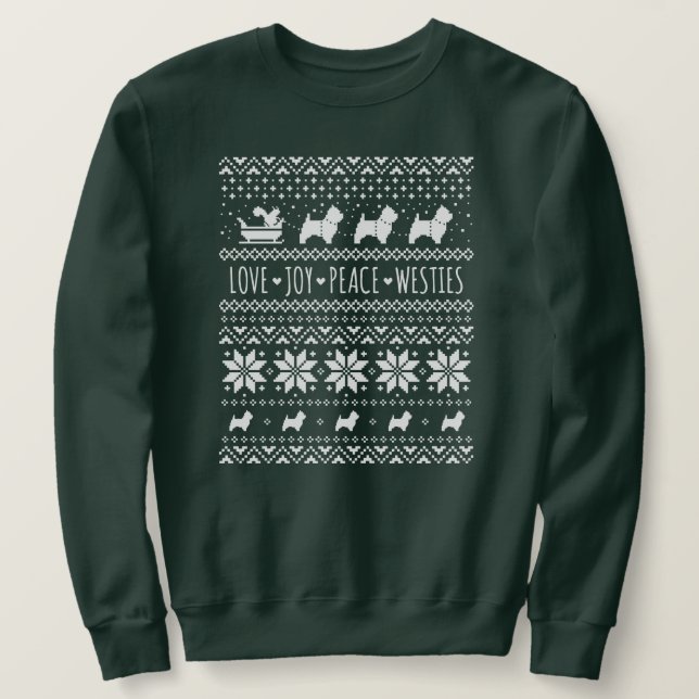 Väster Highland White Terriers Jul Westie Hundar Lång Ärmad Tröja (Design framsida)