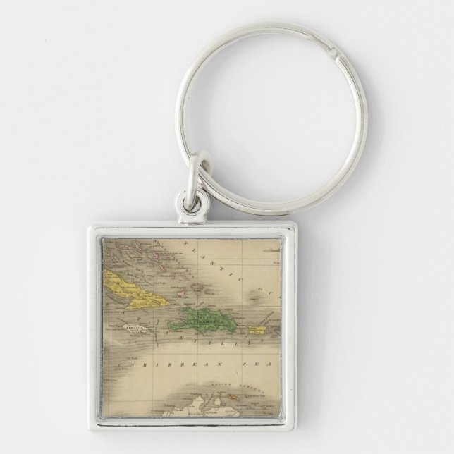 Väster Insats 7 Fyrkantig Silverfärgad Nyckelring (Framsidan)