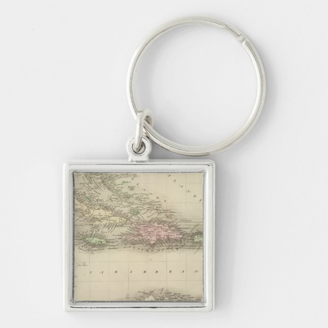 Väster Insats 8 Fyrkantig Silverfärgad Nyckelring (Framsidan)