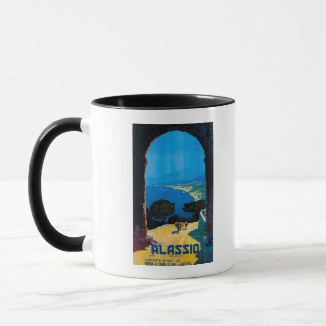 Väster Italienska Riviera Travel Poster Mugg (Vänster)