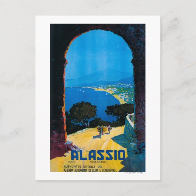 Väster Italienska Riviera Travel Poster Vykort (Framsida)