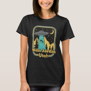 Väster Jordan Utah Ufo Alien 80s Retro State Pride T Shirt
