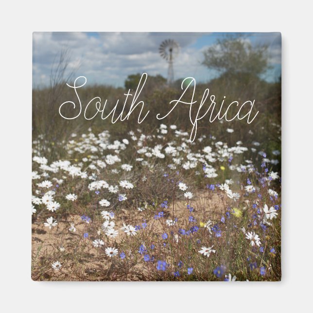 Väster Kusten Vild Afrika Flowers Vind Pump ZA Magnet (Framsidan)