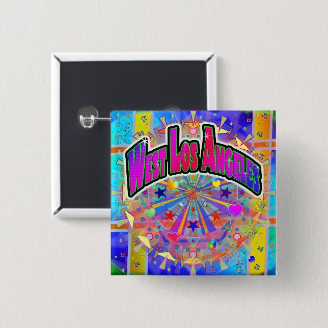 Väster Los Angeles Cosmic Unity Button Knapp (Framsida & baksida)