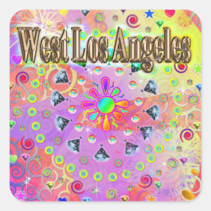 Väster Los Angeles Lucky Golden Sticker Fyrkantigt Klistermärke