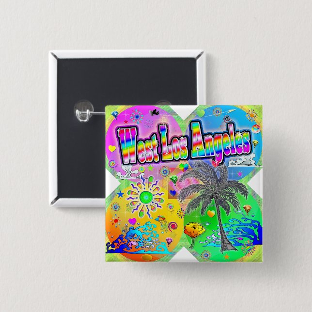 Väster Los Angeles Quadro Seasons Magnet Knapp (Framsida & baksida)