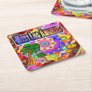 Väster Los Angeles Tropical Friends Underlägg Papper Kvadrat