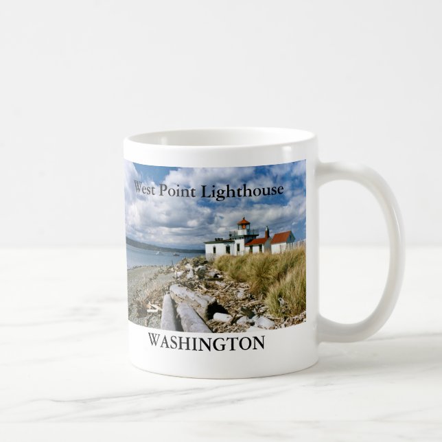Väster pekar fyren, den Washington muggen Kaffemugg (Höger)