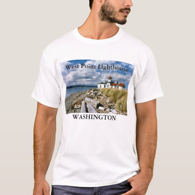 Väster pekar fyren, den Washington T-tröja Tee Shirt (Framsida)