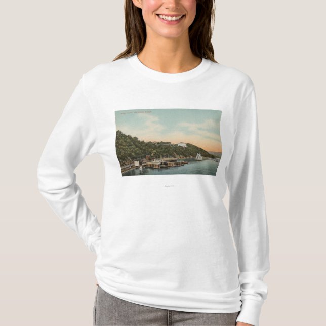 Väster pekar, NY - beskåda av hamn på Hudson River T-shirt (Framsida)