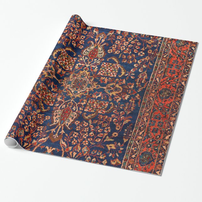 Väster Persia Royal Blue Red Gult  Presentpapper (Utrullad)