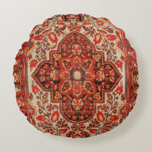 Väster Persia Sarouk Burnt Red Orange Rund Kudde