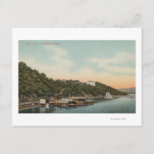 Väster Point, NY - View of Harbour on Hudson River Vykort