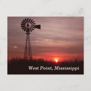 Väster Point, vykort för Mississippi