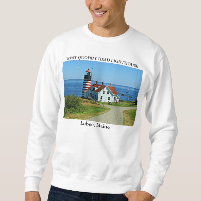 Väster Quoddy Head Lighthouse, Lubec Maine Lång Ärmad Tröja (Framsida)