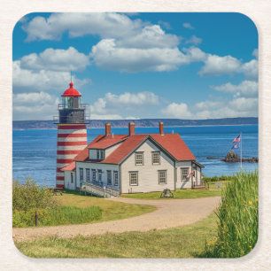 Väster Quoddy Head Lighthouse, Lubec, Maine Underlägg Papper Kvadrat