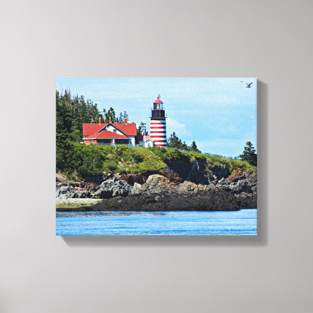 Väster Quoddy Head Lighthouse, Maine Canvastryck (Framsida)