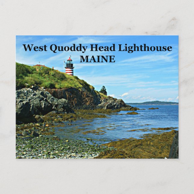 Väster Quoddy Head Lighthouse, Maine Postcard Vykort (Framsida)
