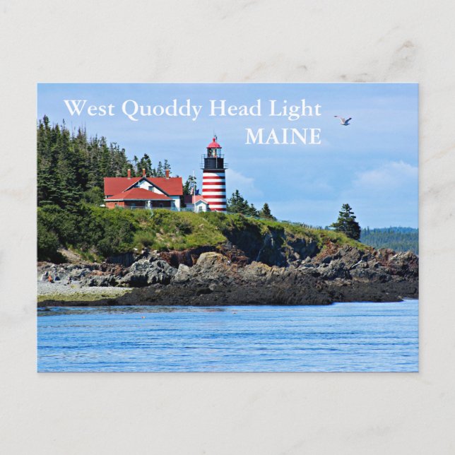 Väster Quoddy Head Lighthouse, Maine Postcard Vykort (Framsida)