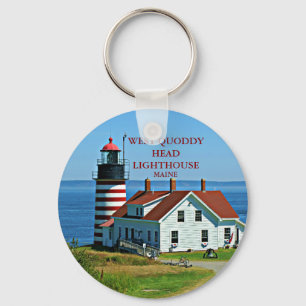 Väster Quoddy Head Lighthouse, Maine Round Keychai Nyckelring
