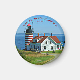Väster Quoddy Head Lighthouse, Maine Round Magnet