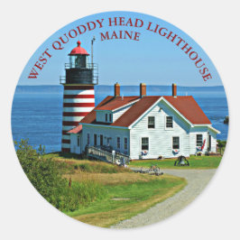 Väster Quoddy Head Lighthouse, Maine Round Sticker Runt Klistermärke