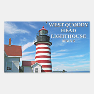 Väster Quoddy Head Lighthouse, Maine Stickers Rektangulärt Klistermärke