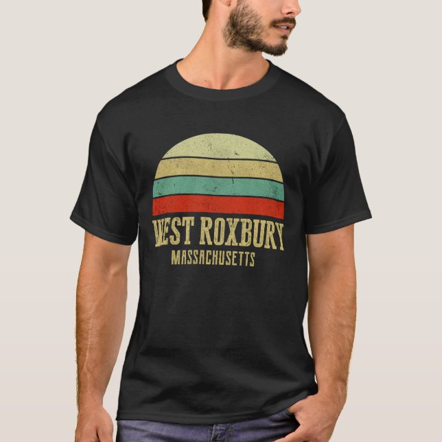 VÄSTER ROXBURY MASSACHUSETTS Vintage Retro Sunset T Shirt (Framsida)