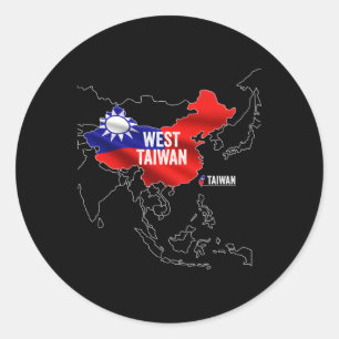 Väster Taiwan China Karta Runt Klistermärke