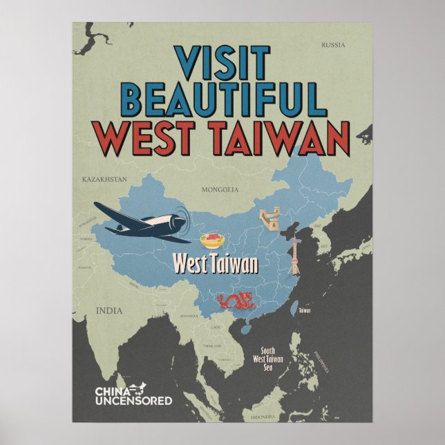 Väster Taiwan Karta Poster 18 x 24 tum (Framsidan)