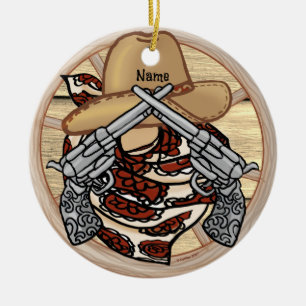 Väster Texas Cowboy Julgransprydnad Keramik