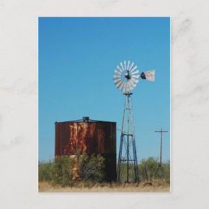 Väster Texas Kvarn och Vatten Tank Vykort
