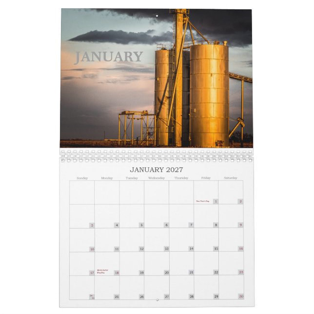 Väster Texas liggande kalender (Jan 2027)