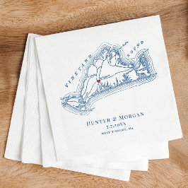 Väster Tisbury Karta Elegant Navy Blue Bröllop Pappersservett