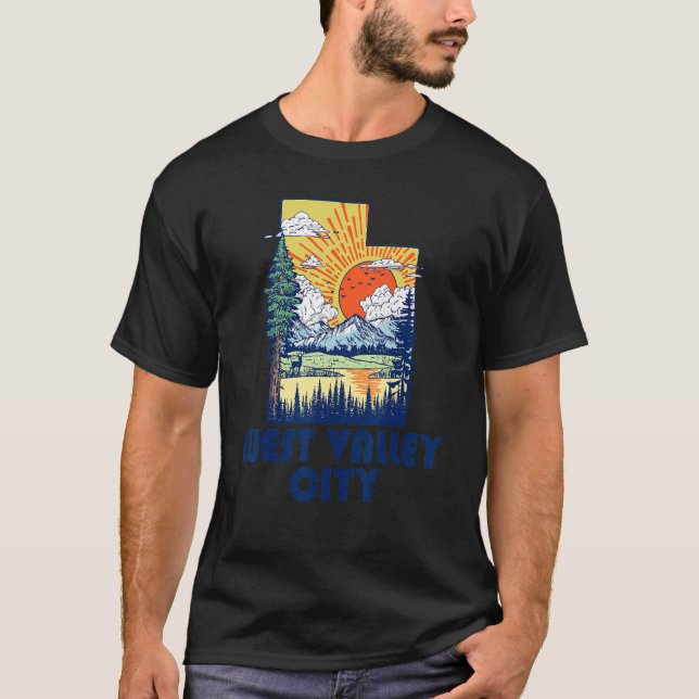 Väster Valley City Utah Nature State Pride Mountai T Shirt (Framsida)