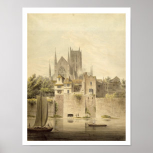 Väster View of Worcester Cathedral, 1798 (w/c på p Poster