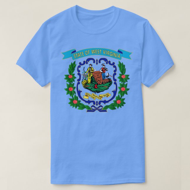 Väster Virginia 1863 Blue Guld X T Shirt (Design framsida)