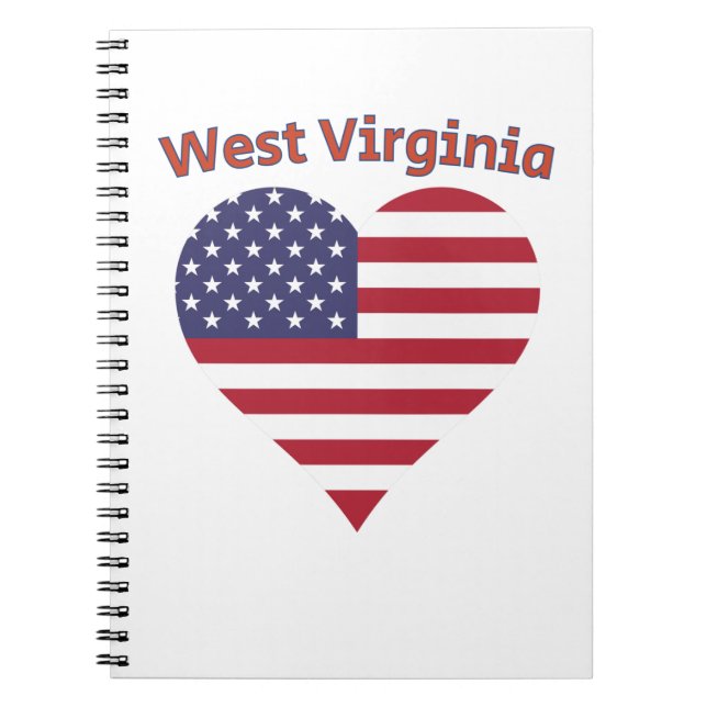 Väster Virginia American Flagga Heart Anteckningsbok (Framsidan)