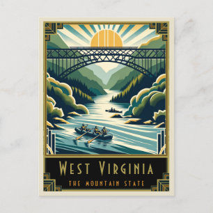 Väster Virginia Art Deco Vykort